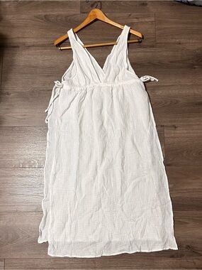 Cotton Dress Beach Poolside Gauze V‑Neck Coverup Lagenlook Summer